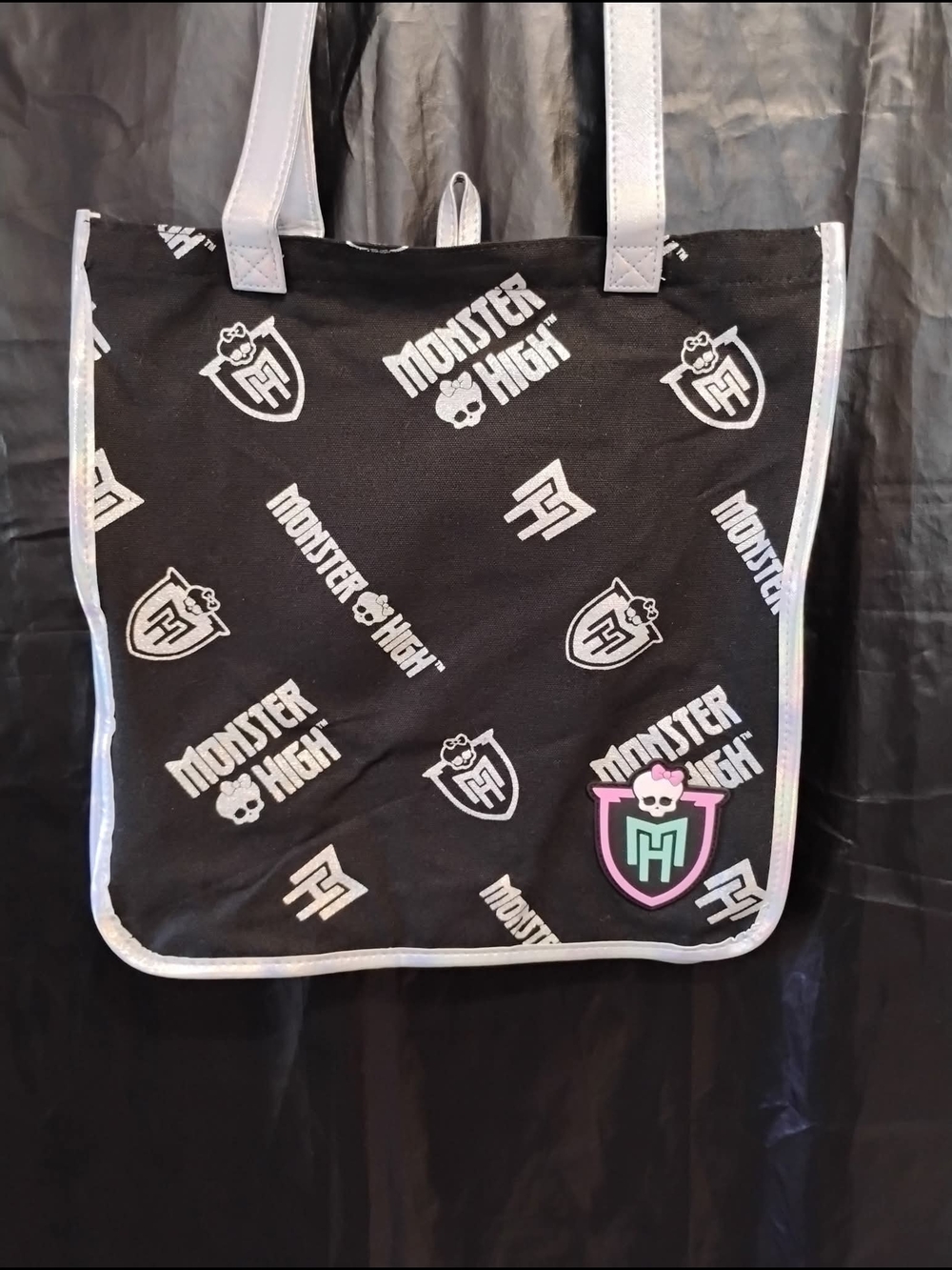 Monster High Black Tote with Pink and Mint Crest